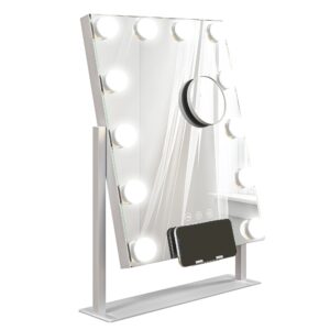 Led-kosmetikspejl, 3 lysindstillinger, dæmpbar, touch-betjening, usb, 37 x 46 cm, hvid